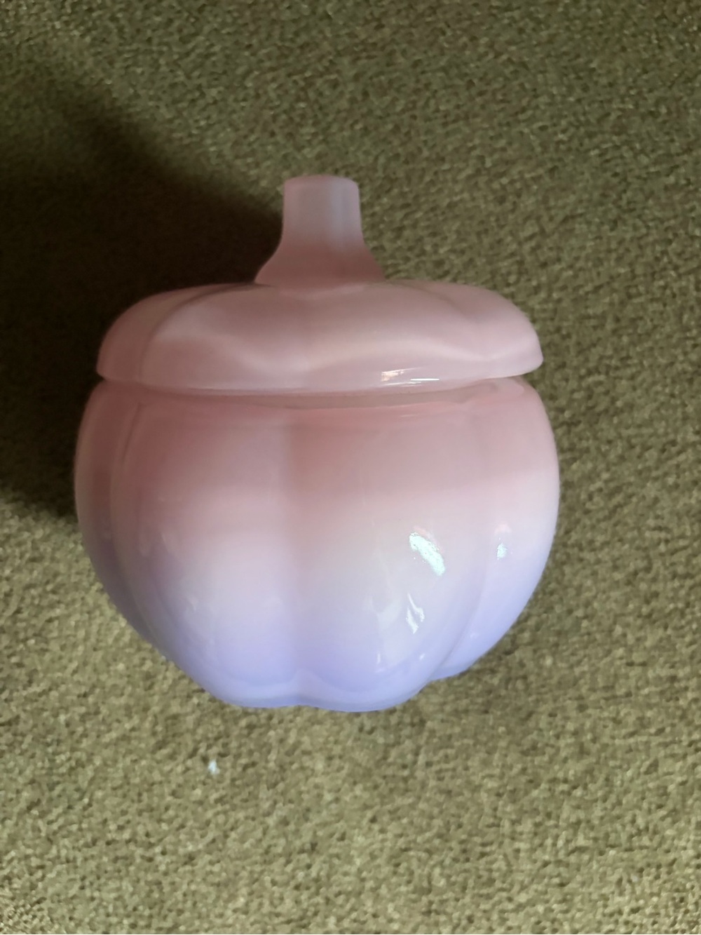 Pink and Purple Glass Pumpkin 2 wick Candle with Lid